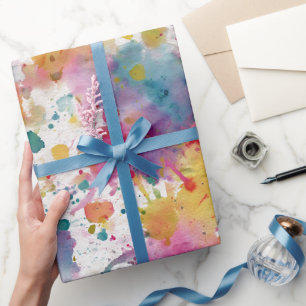Regenbogen-Aquarell-Splash-Abstraktes Muster Geschenkpapier