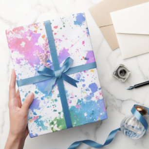 Regenbogen-Aquarell-Spritzer abstraktes Muster Geschenkpapier