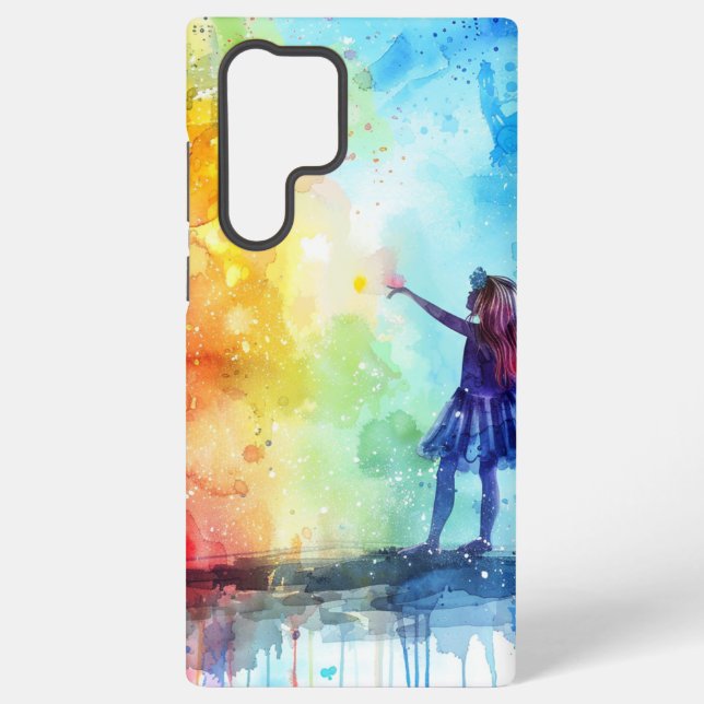 Regenbogen Aquarellfarbe mit Farbtupfer Samsung Galaxy Hülle (Rückseite)