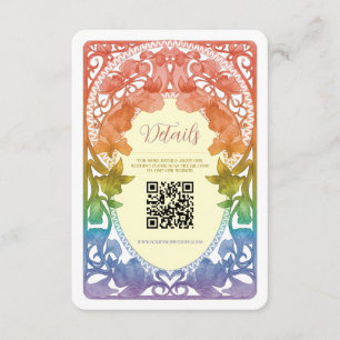 Regenbogen Art Nouveau QR-Code Hochzeitseinschluss Begleitkarte