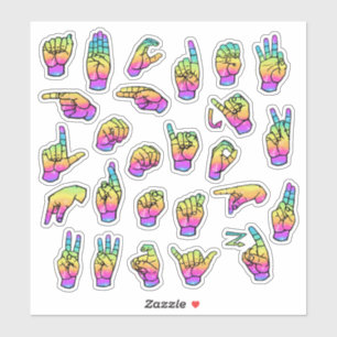 Regenbogen-ASL-Alphabet – Lehrreich & Expressiv Aufkleber