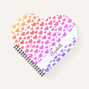 Regenbogen-Attrappen-Glitter-Herzen Helle Bunte In Notizbuch