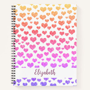 Regenbogen-Attrappen-Glitter-Herzen Helle Bunte In Notizbuch