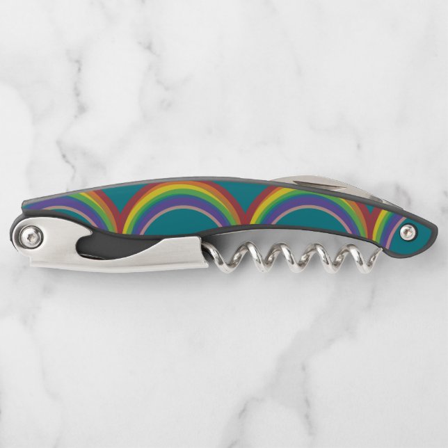 Regenbogen auf blauem Schiefer Kellnermesser (Vorderseite)