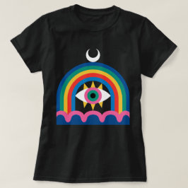 Regenbogen-Auge-Halbmond-Kunst T-Shirt