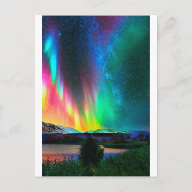 Regenbogen Aurora Borealis art2 Postkarte (Vorderseite)