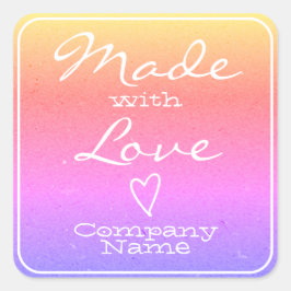 Regenbogen aus Liebe Labels Kraft Papierherz Quadratischer Aufkleber