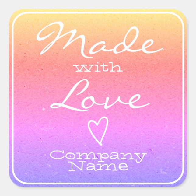 Regenbogen aus Liebe Labels Kraft Papierherz Quadratischer Aufkleber (Vorderseite)