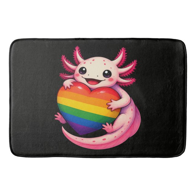 Regenbogen Axolotl Herz Pride Amphibie Badematte (Vorderseite)