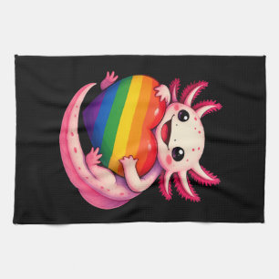 Regenbogen Axolotl Herz Pride Amphibie Geschirrtuch