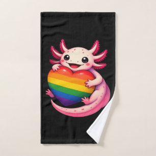 Regenbogen Axolotl Herz Pride Amphibie Handtuch