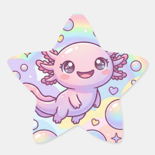 Regenbogen Axolotl Träume Stern-Aufkleber