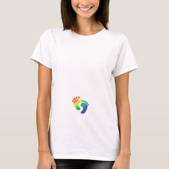 Regenbogen-Baby-Abdruck-Mutterschafts-T - Shirt (Vorderseite)