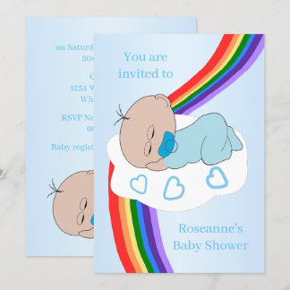 Regenbogen Baby Boy Baby Shower Einladung