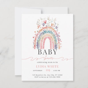 Regenbogen-Baby-Party-Einladung Boho-Baby-Party Mitteilungskarte