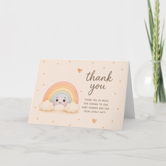 Regenbogen-Baby-Shower-Dankeschön Karte (Vorderseite)