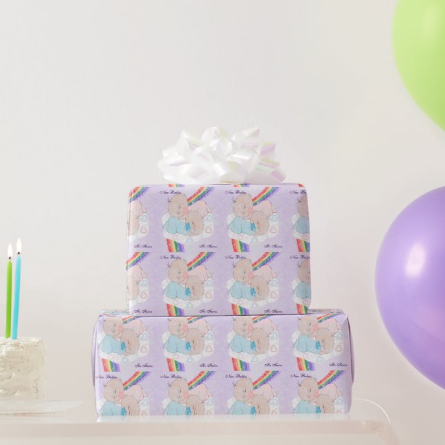 Regenbogen-Baby-Zwillinge besonders angefertigt Geschenkpapier (Partygeschenke)