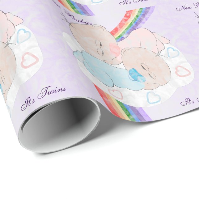 Regenbogen-Baby-Zwillinge besonders angefertigt Geschenkpapier (Rolleneckpunkt)