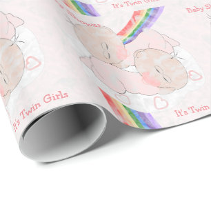 Regenbogen-Babyparty-Zwillings-Mädchen Geschenkpapier