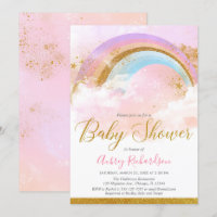 Regenbogen-Babypartymädchen-Pastellrosagold