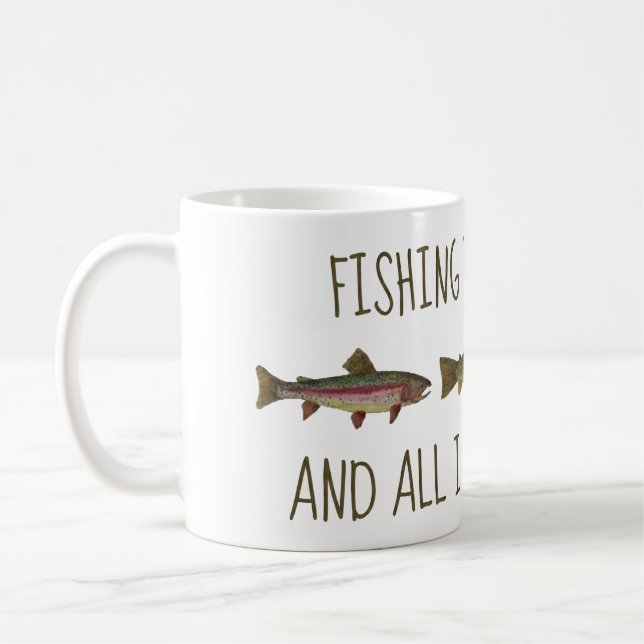 Regenbogen-Bachforellen-Angelspruch Kaffeetasse (Links)