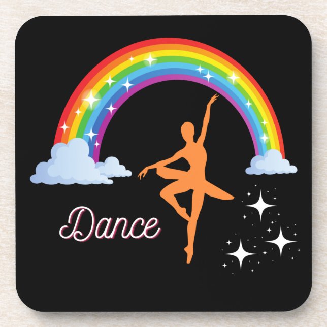 Regenbogen-Ballerina-Tanz Getränkeuntersetzer (Vorderseite)