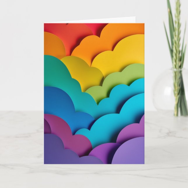 Regenbogen-Ballon-Papiercollage Karte (Vorderseite)