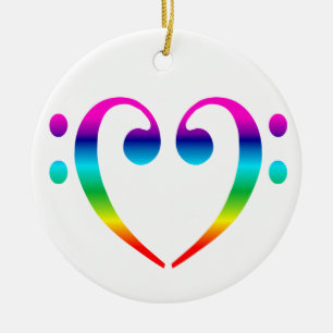 Regenbogen-Bassschlüssel-Herz-Verzierung Keramik Ornament