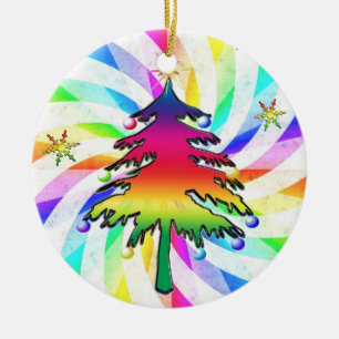 Regenbogen-Baum-und Wirbels-Verzierung Keramik Ornament