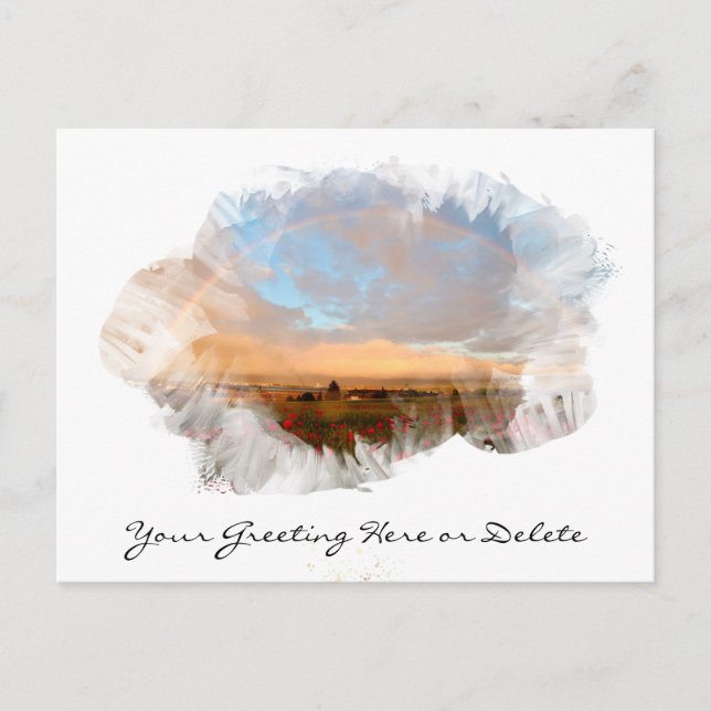 *~* Regenbogen Beach Waves Ocean Künstlerisch Flor Postkarte (Vorderseite)