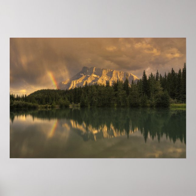 Regenbogen bei Kaskaden-Teichen Poster (Vorne)