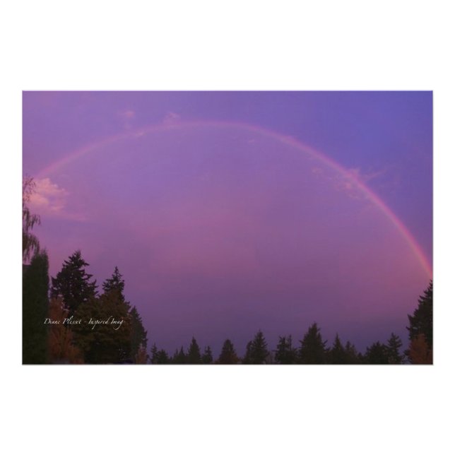 Regenbogen bei Morgendämmerung Fotodruck (Vorne)