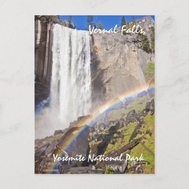Regenbogen bei Vernal Falls, Yosemite Postkarte (Vorderseite)