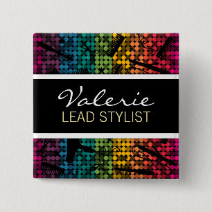 Regenbogen-bezauberndes Haar-Salon-Namen-Abzeichen Button