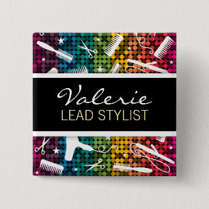 Regenbogen-bezauberndes Haar-Salon-Namen-Abzeichen Button