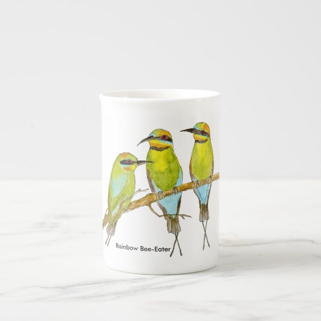 Regenbogen Biene-Esser Vogel-Tasse Prozellantasse (Vorderseite)