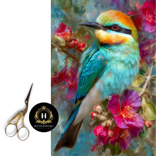 Regenbogen-Bienenfresser Vogel Tropische Blumen De Seidenpapier