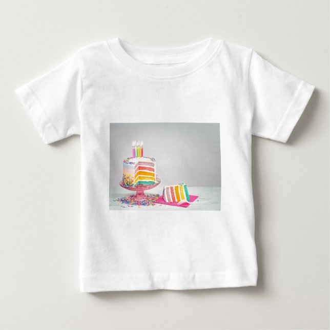Regenbogen Birthday Cake Baby T-shirt (Vorderseite)