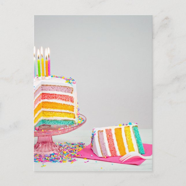 Regenbogen Birthday Cake Postkarte (Vorderseite)