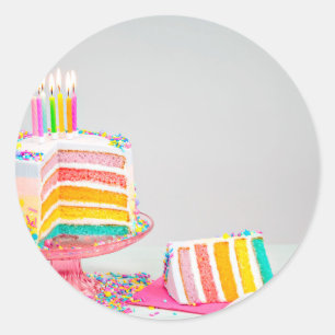 Regenbogen Birthday Cake Runder Aufkleber