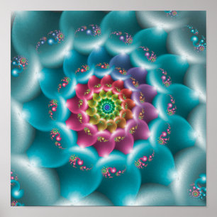 Regenbogen Blau Spirale Poster