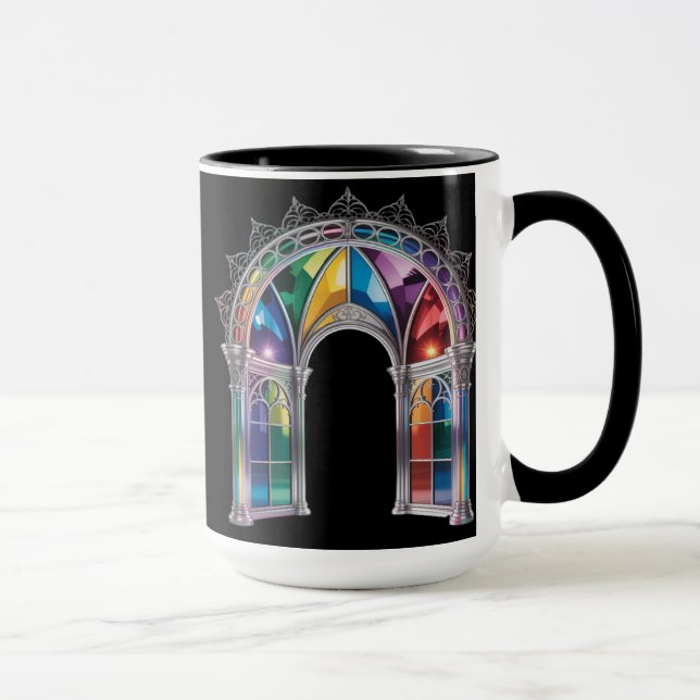 Regenbogen-Bleiglasbogen — Gotischer Dom Wind Tasse (Rechts)