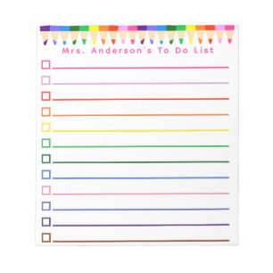 Regenbogen Bleistift To-Do-Liste Personalisieren Notizblock