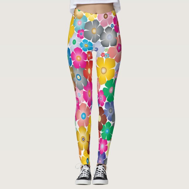 Regenbogen-Blume blüht Leggings (Vorderseite)