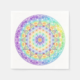 Regenbogen-Blume-des-Lebens-Mandala Serviette
