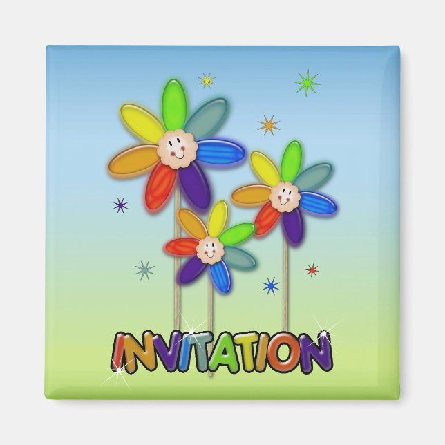 Regenbogen-Blume Magnet (Vorne)