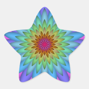 Regenbogen-Blumen-Abstraktkunst Stern-Aufkleber