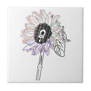 Regenbogen-Blumen-Funky-Kunst Fliese