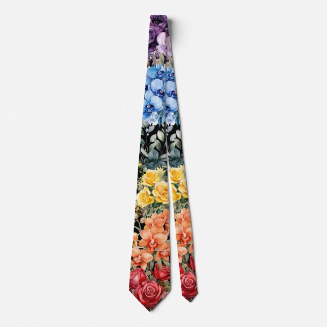 Regenbogen-Blumen Krawatte (Vorderseite)