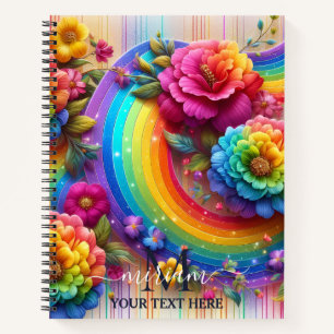 Regenbogen Blumen Monogramm mit Mädchen-Touch Notizbuch